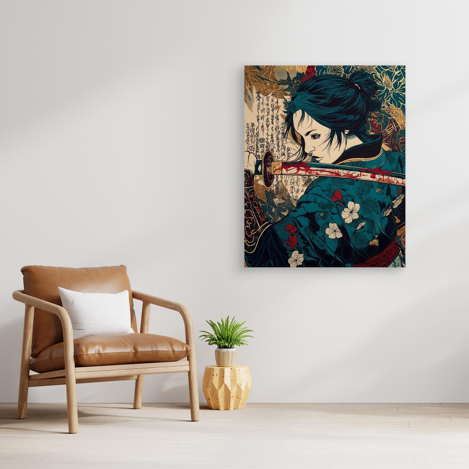 Female Samurai Blood Katana Ukiyo-e Art Print