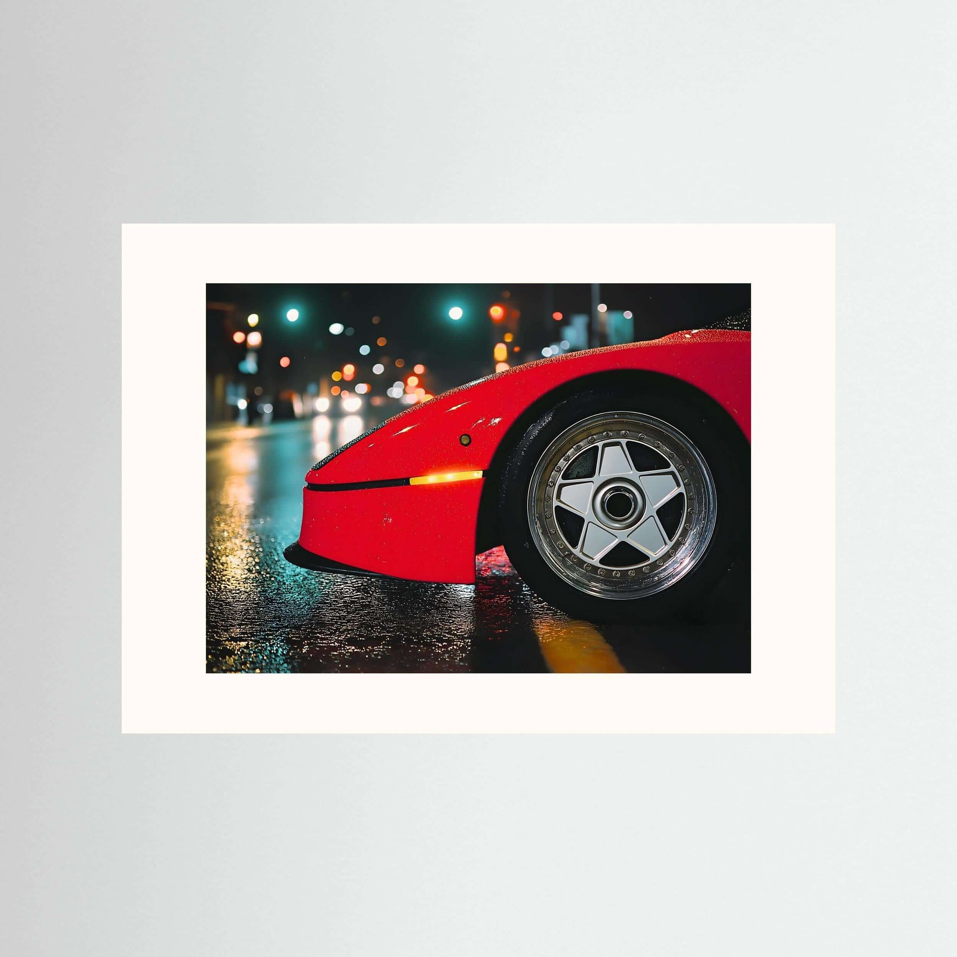 Crimson After Dark | Cinematic Street Detail & Night Drive Art Print