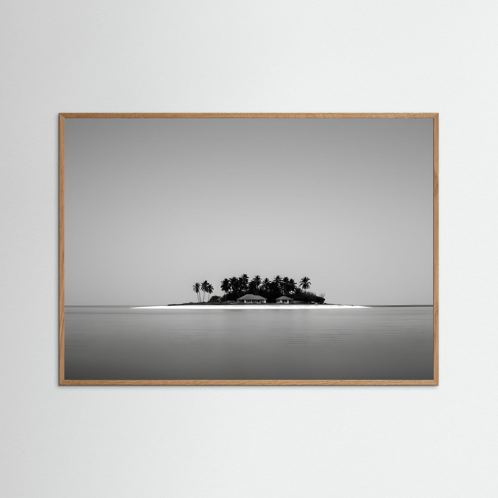 Minimalist Black and White Tropical Island