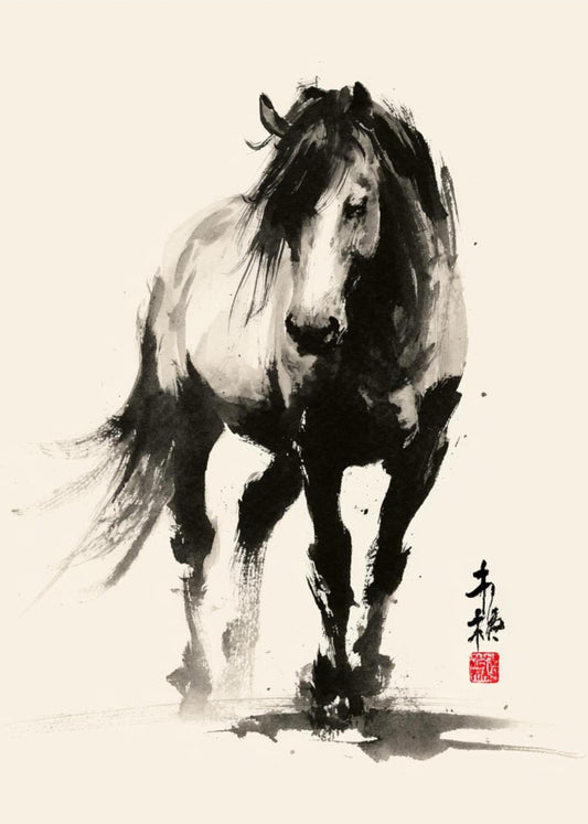 Unbroken Spirit – Minimalist Ink Horse Wall Art