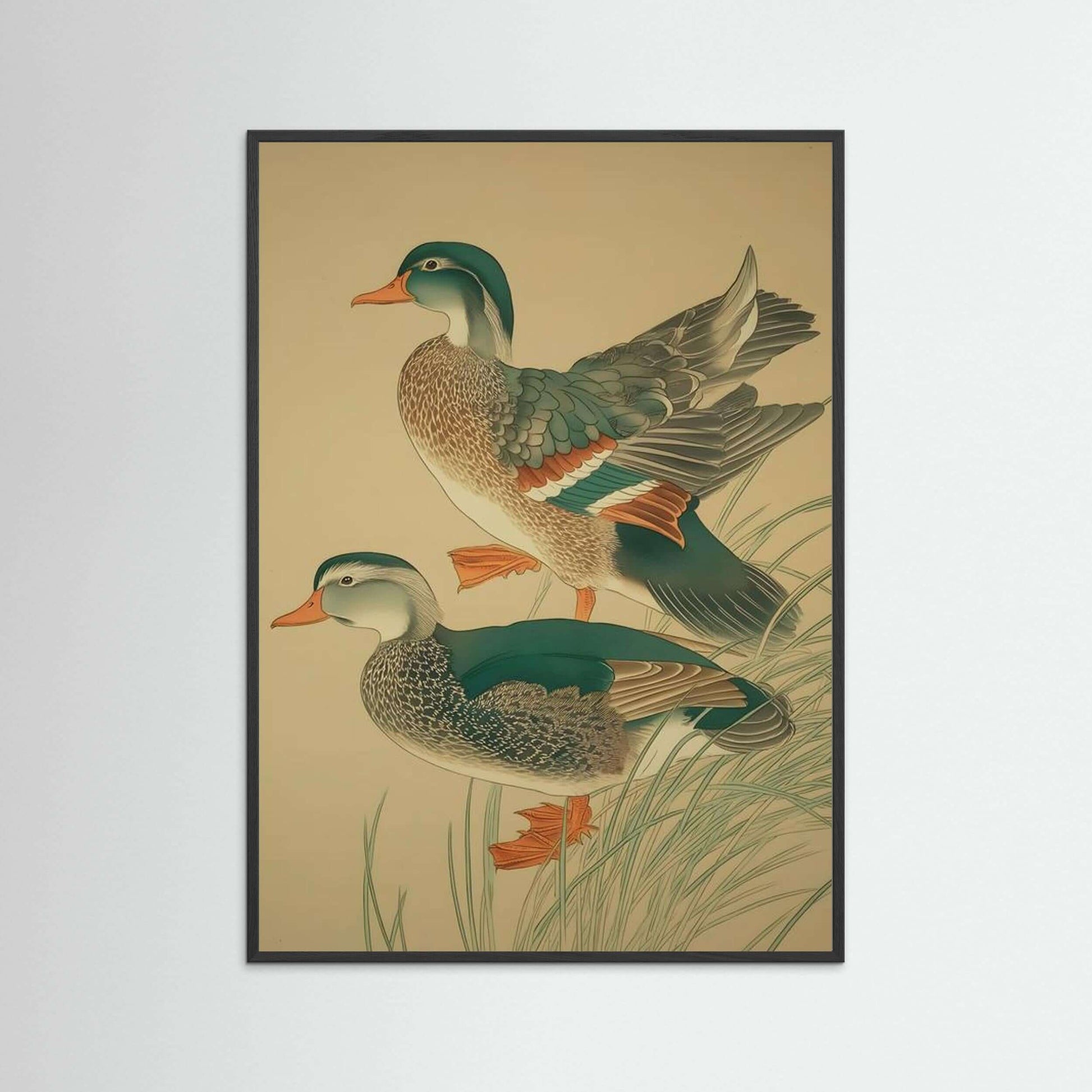 Twin Mandarins — Elegant Duck Pair Japanese-Style Wall Art